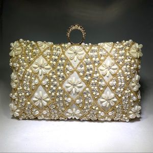 White and Gold Bridal/Wedding Clutch